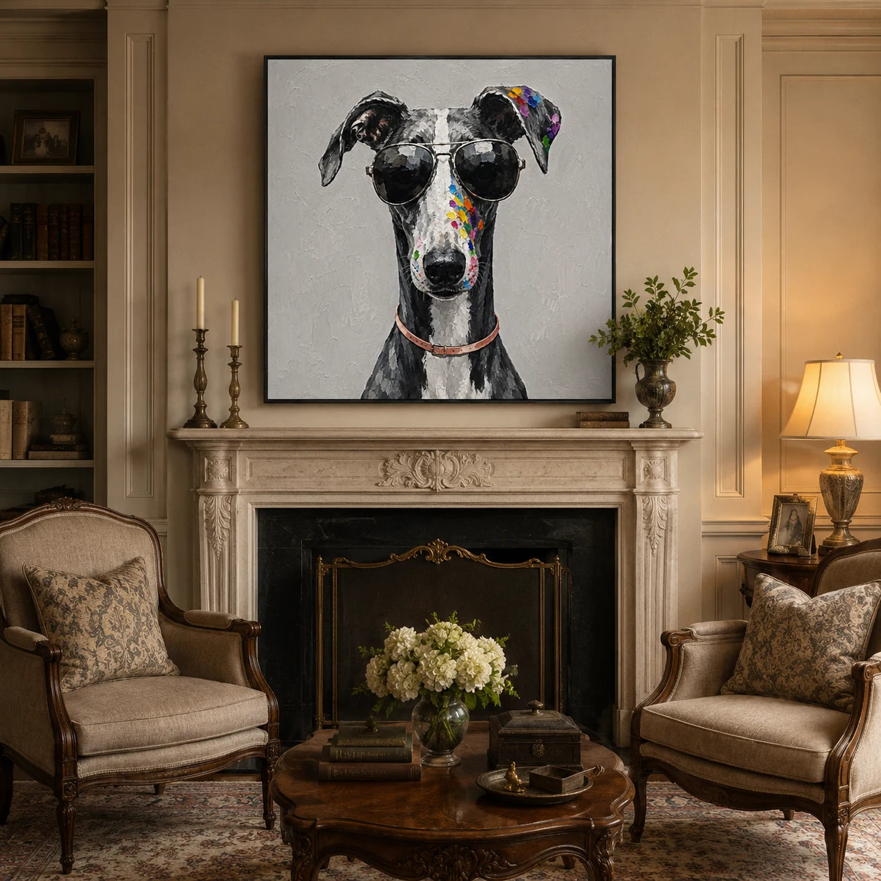 Debonair - hand-painted pet portrait oil painting on canvas by Realoilart