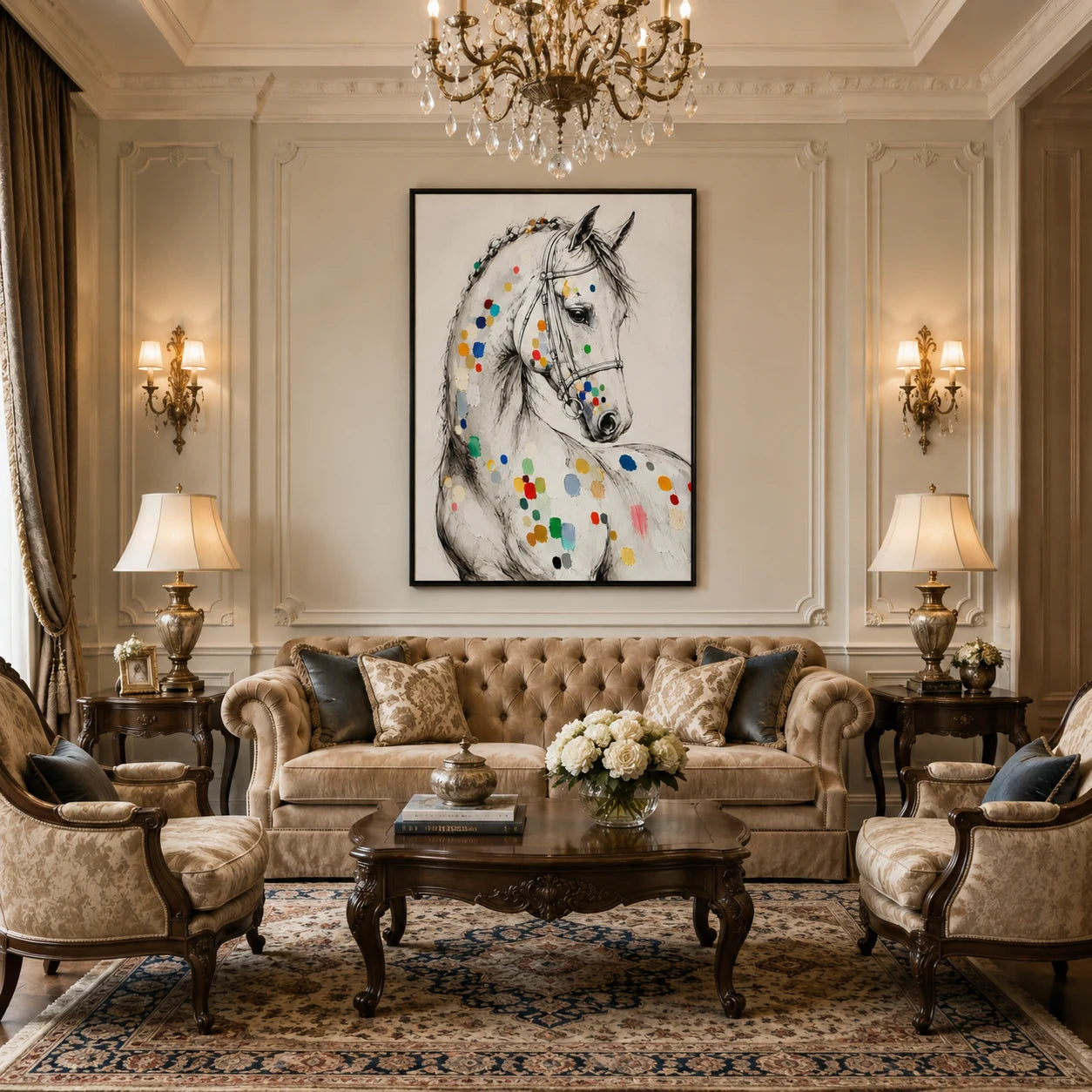 Dappled Grace - hand-painted horse oil painting on canvas by Realoilart