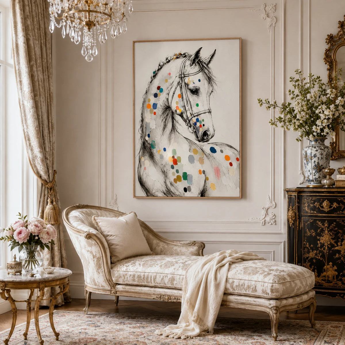 Dappled Grace - hand-painted horse oil painting on canvas detail 4 by Realoilart