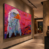 Realoilart bald eagle red background hand painted oil painting living room scene