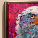 Realoilart bald eagle red background hand painted oil painting space view