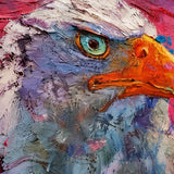 Realoilart bald eagle red background hand painted oil painting space view