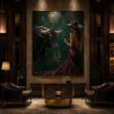 Realoilart matador green background hand painted oil painting wall scene