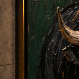 Realoilart matador green background hand painted oil painting detail closeup