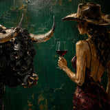 Realoilart matador green background hand painted oil painting living room scene