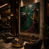 Realoilart matador green background hand painted oil painting space view