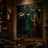 Realoilart matador green background hand painted oil painting space view