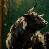 Realoilart matador and bull green scene hand painted oil painting detail closeup