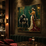 Realoilart matador and bull green scene hand painted oil painting space view