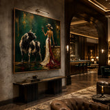 Realoilart matador and bull green scene hand painted oil painting space view
