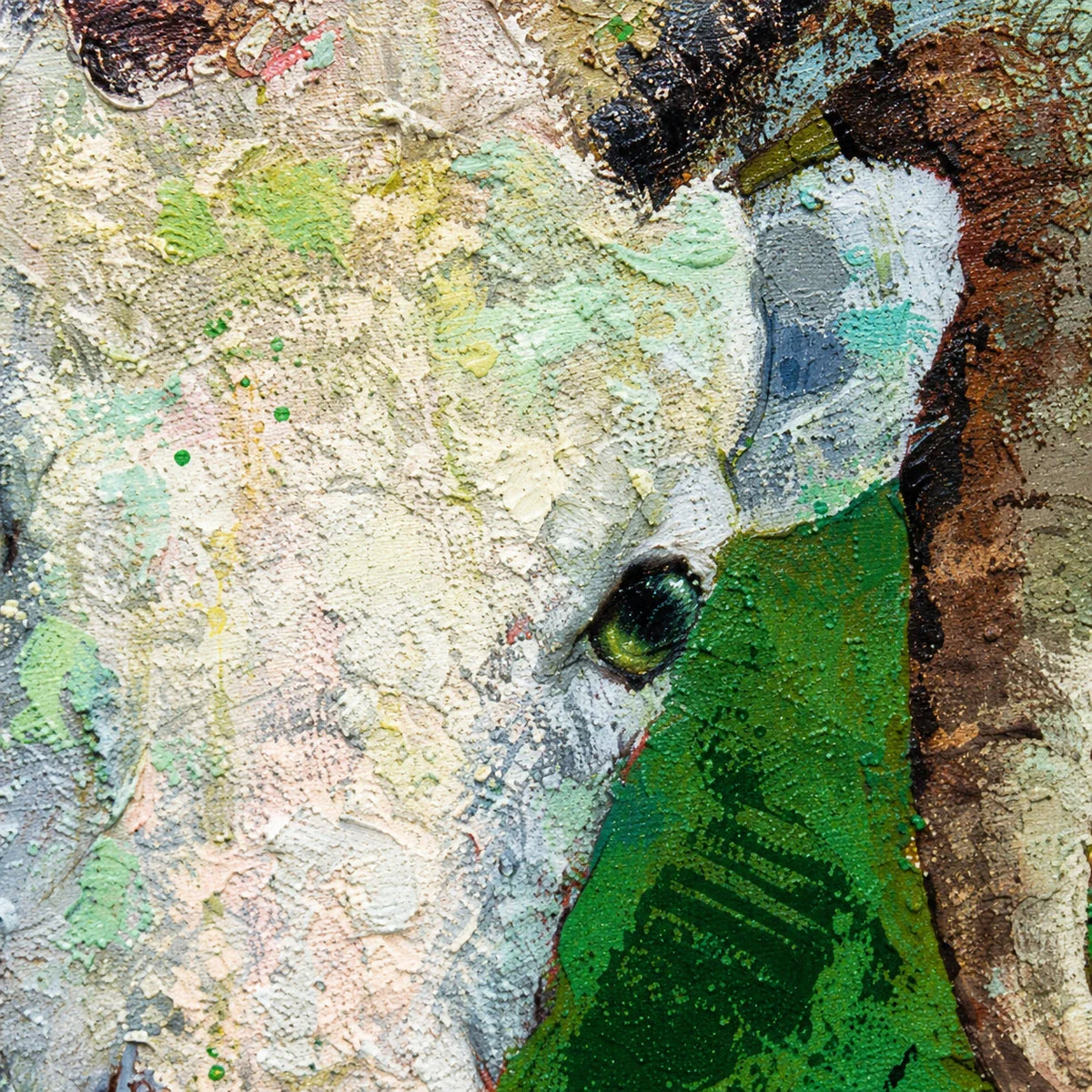 Realoilart goat green background hand painted oil painting wall scene