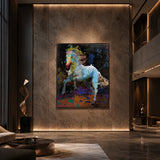 Realoilart colorful horse black background hand painted oil painting wall scene