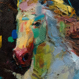 Realoilart colorful horse black background hand painted oil painting space view