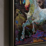 Realoilart colorful horse black background hand painted oil painting space view