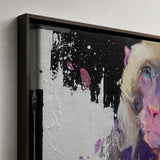 Realoilart monkey black white pink background hand painted oil painting space view