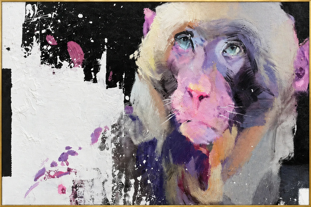 Rose Regard | Hand-Painted Wildlife Oil Painting | Complete artwork front view with narrow champagne gold fine frame