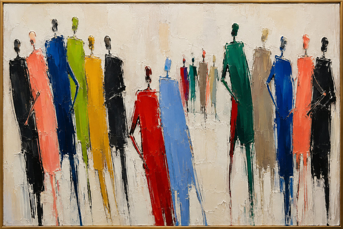 Colorful Company — Abstract Figures oil painting, view 1