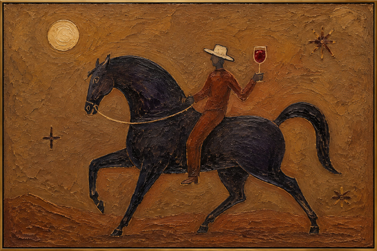 Desert Toast — Western Horse and Rider oil painting, view 1