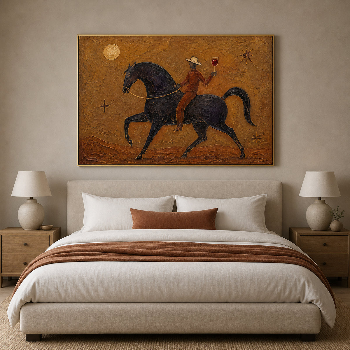 Desert Toast — Western Horse and Rider oil painting, view 4