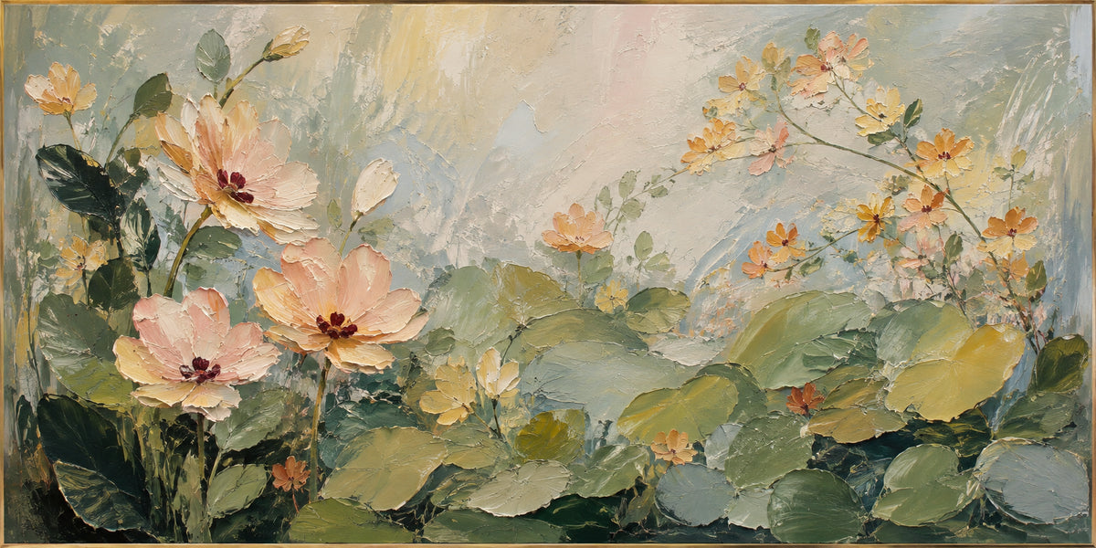 Peach Reverie — Floral Landscape oil painting, view 1