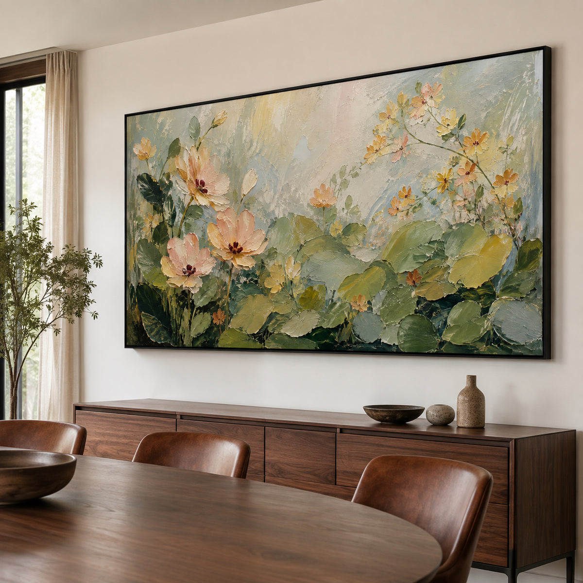 Peach Reverie — Floral Landscape oil painting, view 5