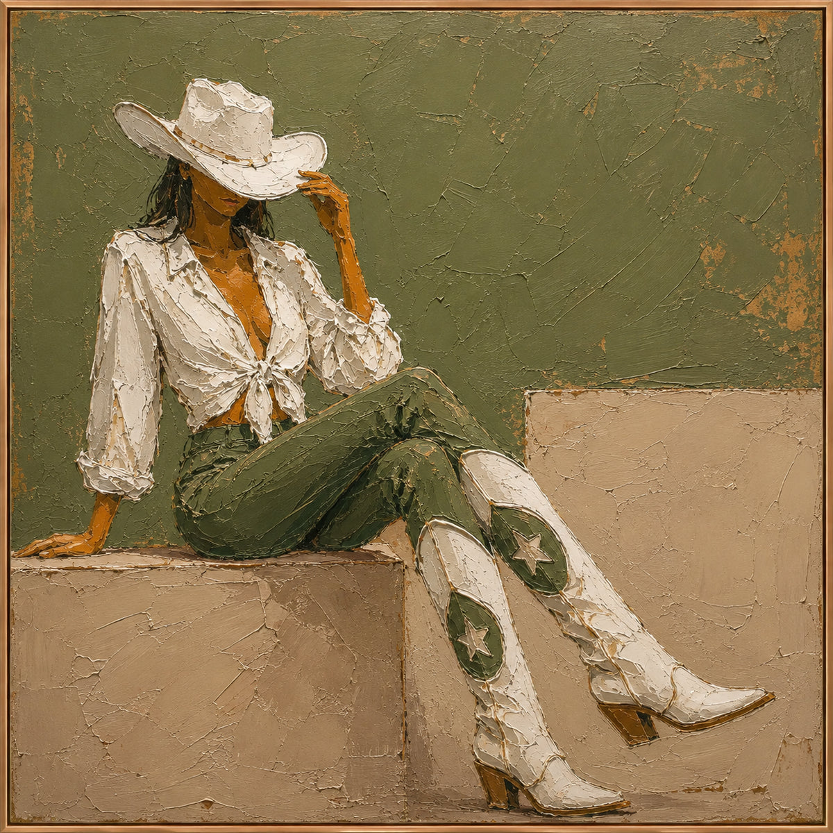 Sagebrush Reverie — Western Woman Portrait oil painting, view 1