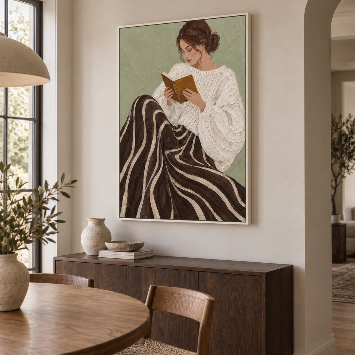 Quiet Chapter — Woman Reading oil painting, view 1