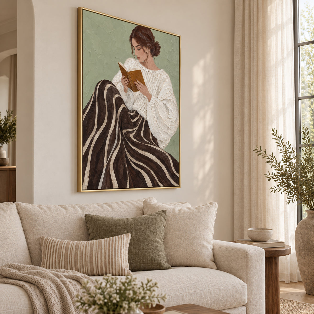 Quiet Chapter — Woman Reading oil painting, view 5
