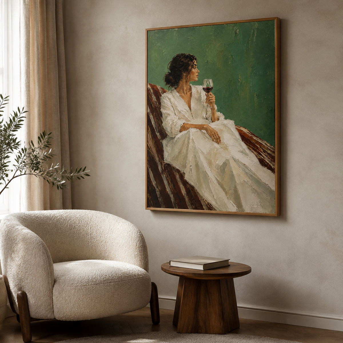 Wine Stillness — Woman with Wine oil painting, view 6