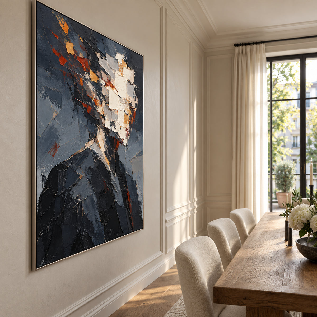 Fragmented Gentleman — Abstract Male Portrait oil painting, view 3