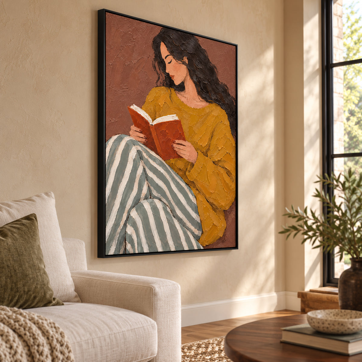 Between the Pages — Woman Reading oil painting, view 2
