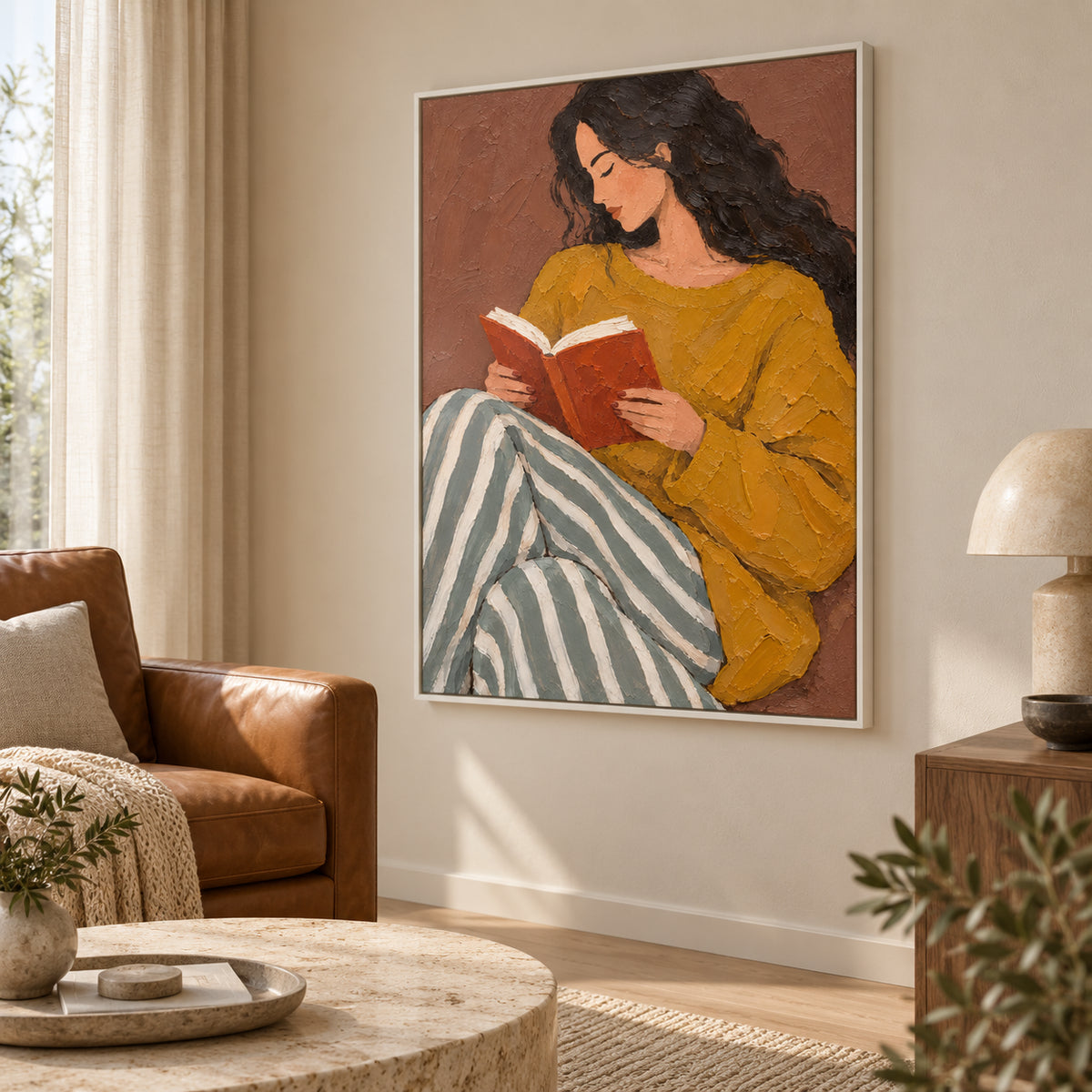 Between the Pages — Woman Reading oil painting, view 6