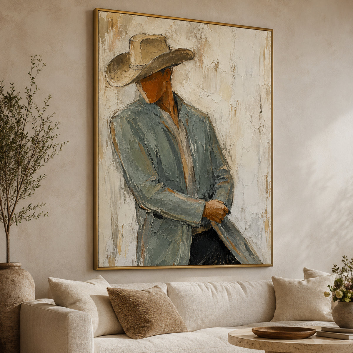 Prairie Poise — Western Cowboy Portrait oil painting, view 2