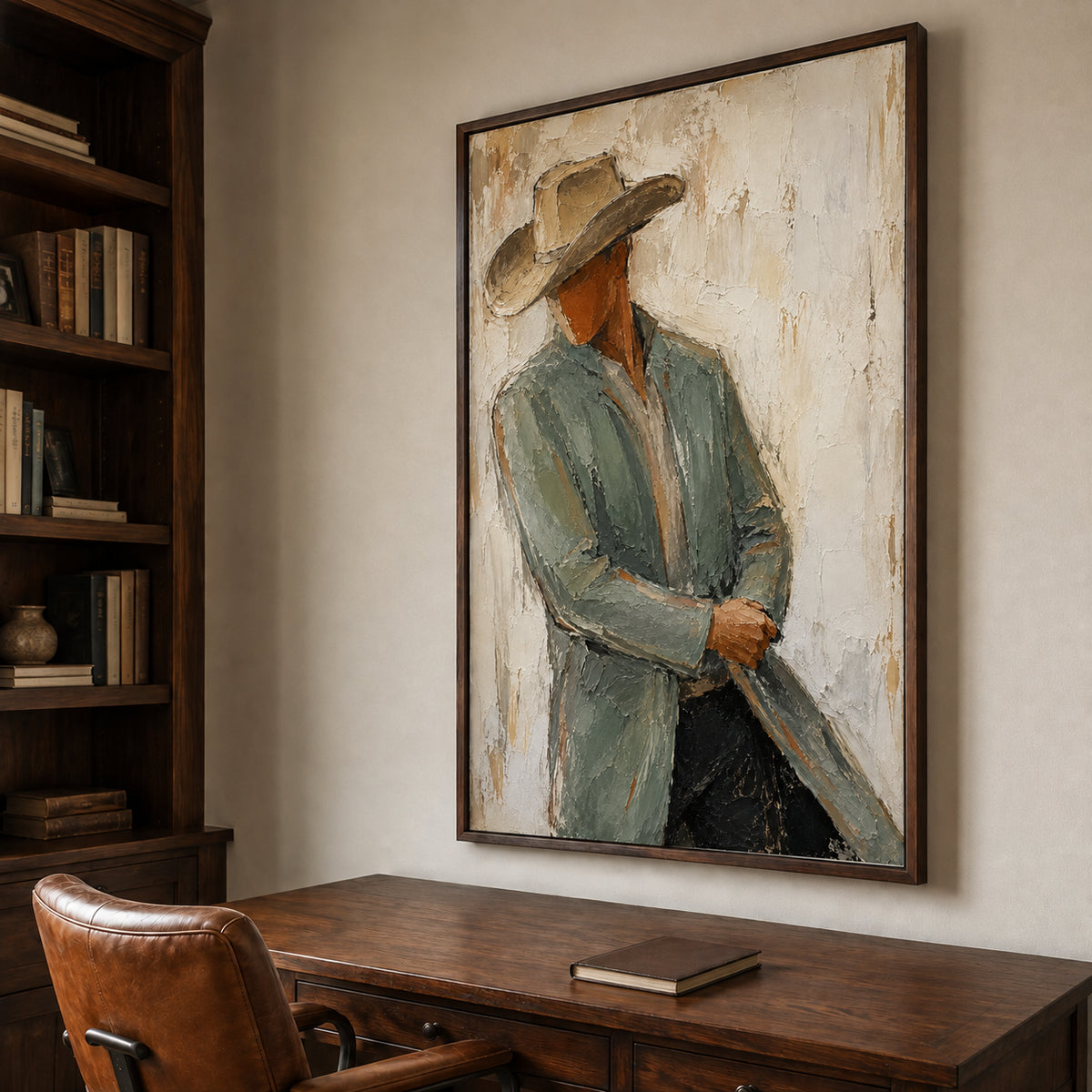 Prairie Poise — Western Cowboy Portrait oil painting, view 6