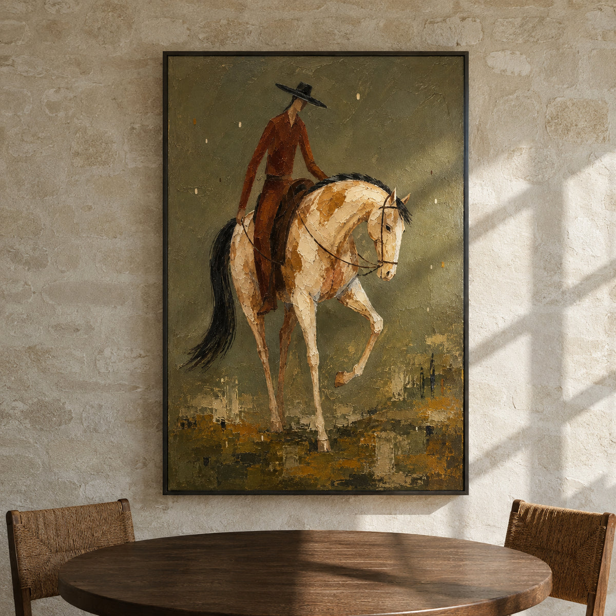 Quiet Saddle — Western Horse and Rider oil painting, view 4