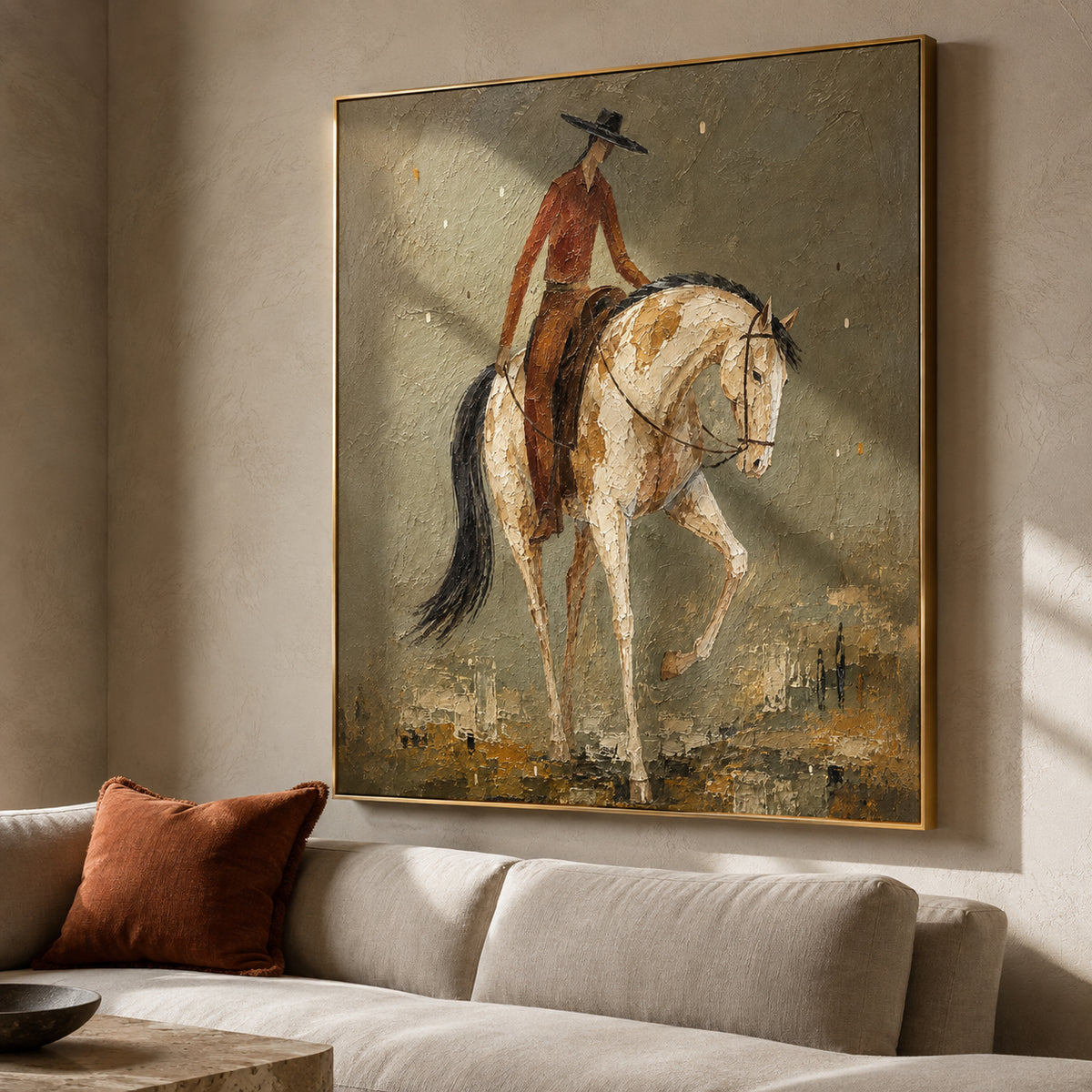 Quiet Saddle — Western Horse and Rider oil painting, view 5