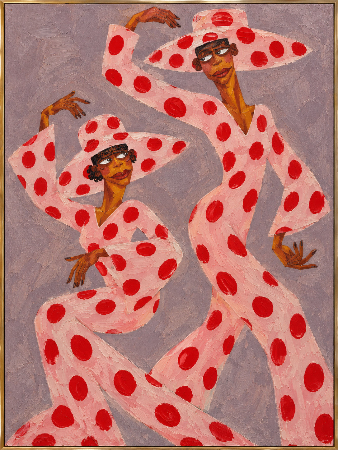 Scarlet Duet — Women in Polka Dots oil painting, view 6