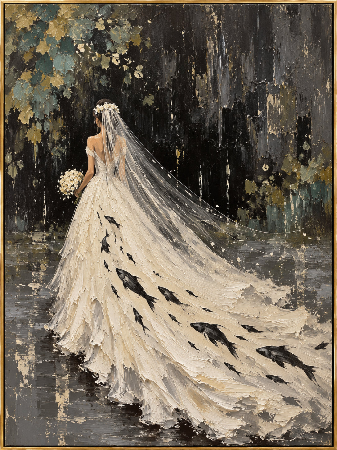 Ivory Gown — Woman in an Ivory Gown oil painting, view 1