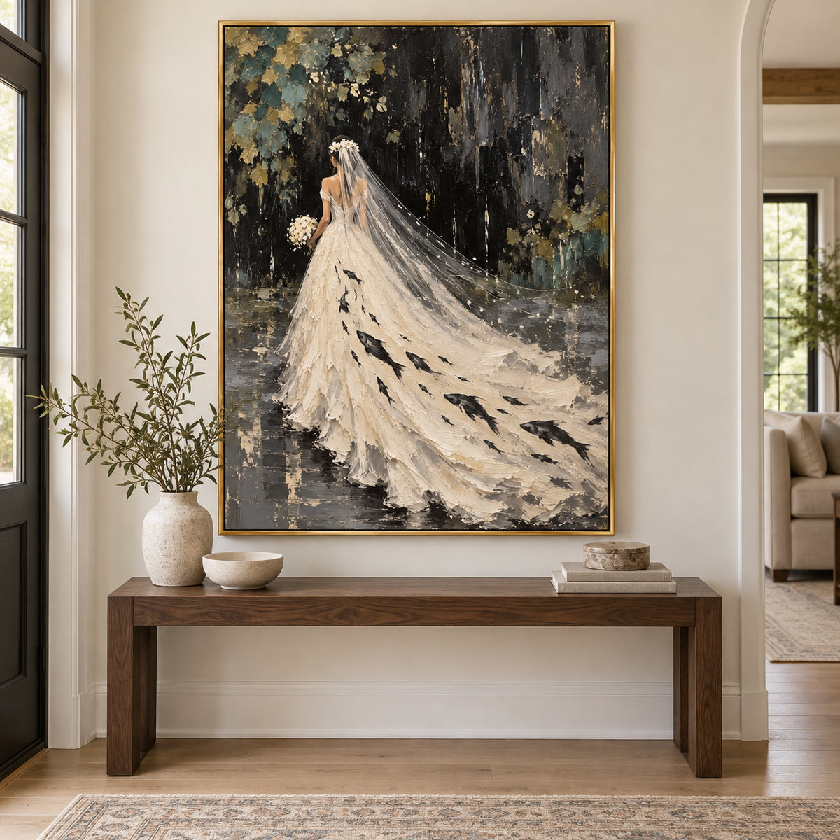 Ivory Gown — Woman in an Ivory Gown oil painting, view 2