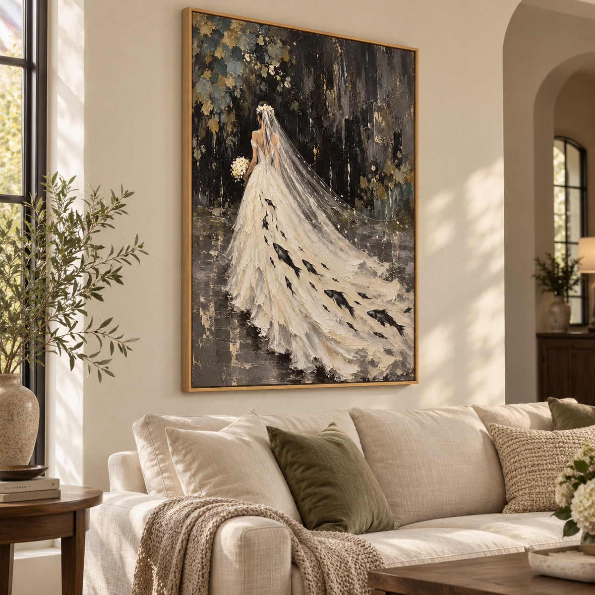 Ivory Gown — Woman in an Ivory Gown oil painting, view 4