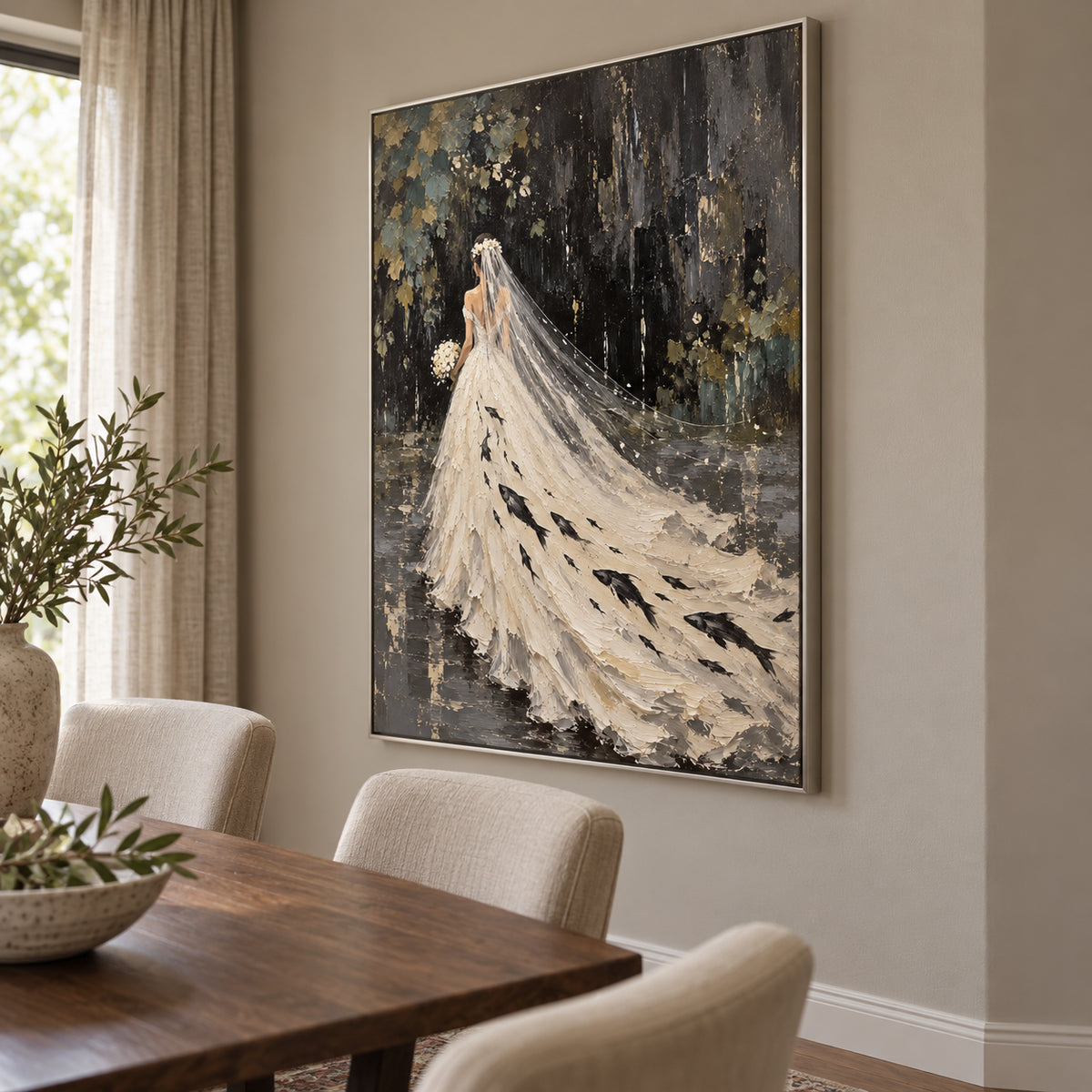 Ivory Gown — Woman in an Ivory Gown oil painting, view 6