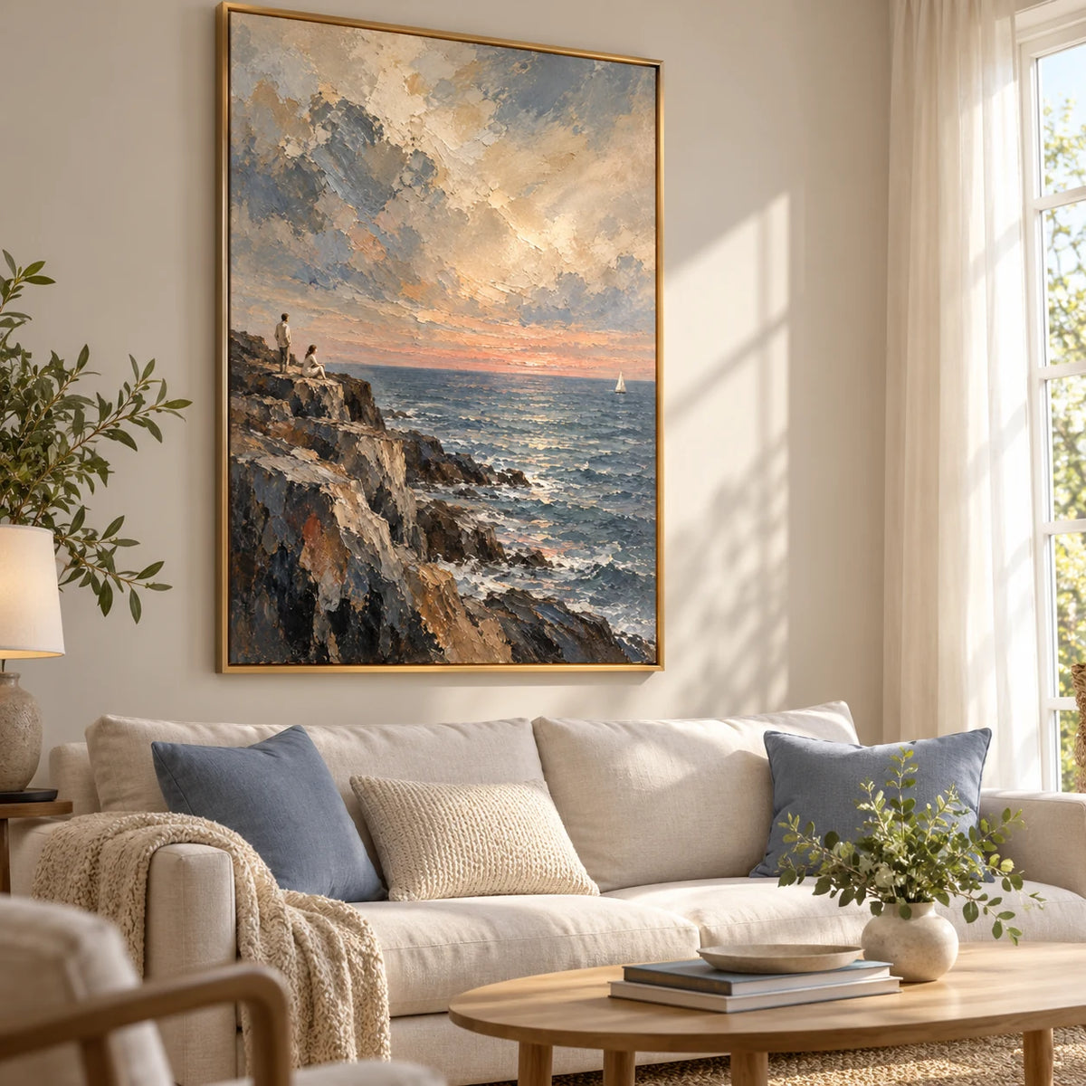 Listening Coast oil painting - living room, left view