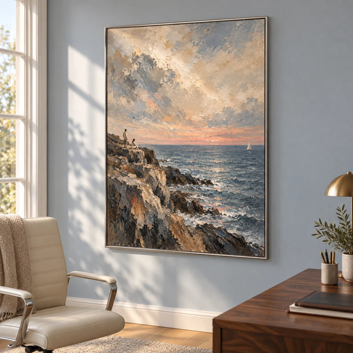 Listening Coast oil painting - study, right view