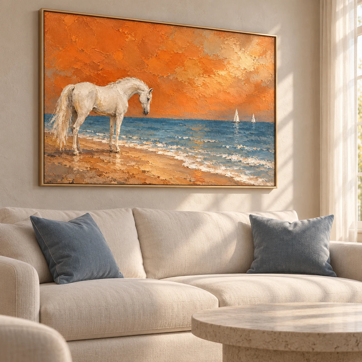 Saltwind Reverie oil painting - living room, left view