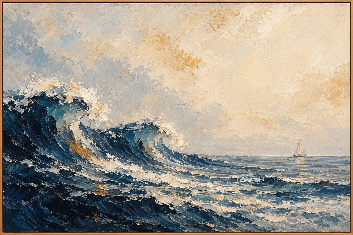Returning Wave oil painting - original framed artwork