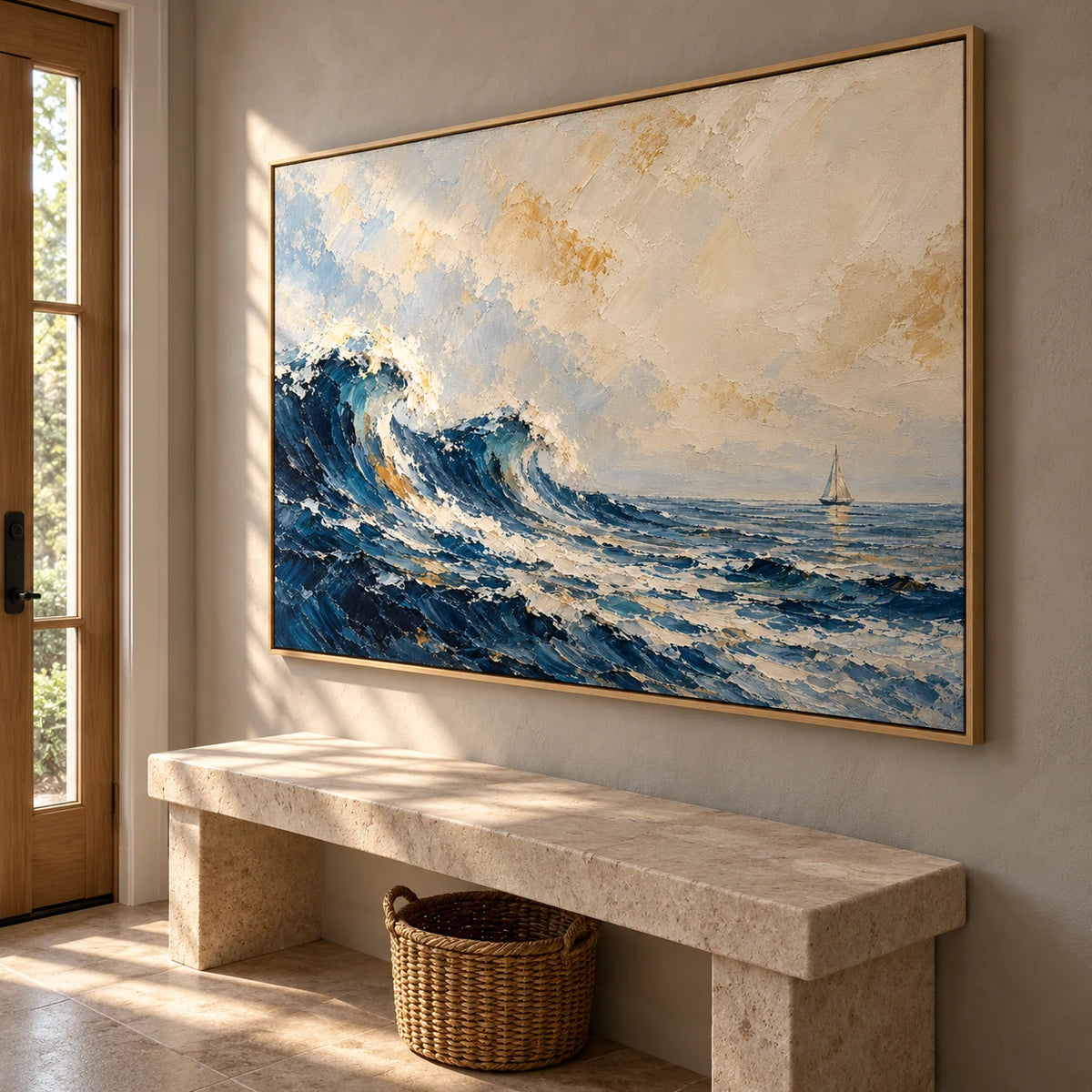 Returning Wave oil painting - entryway right-side view