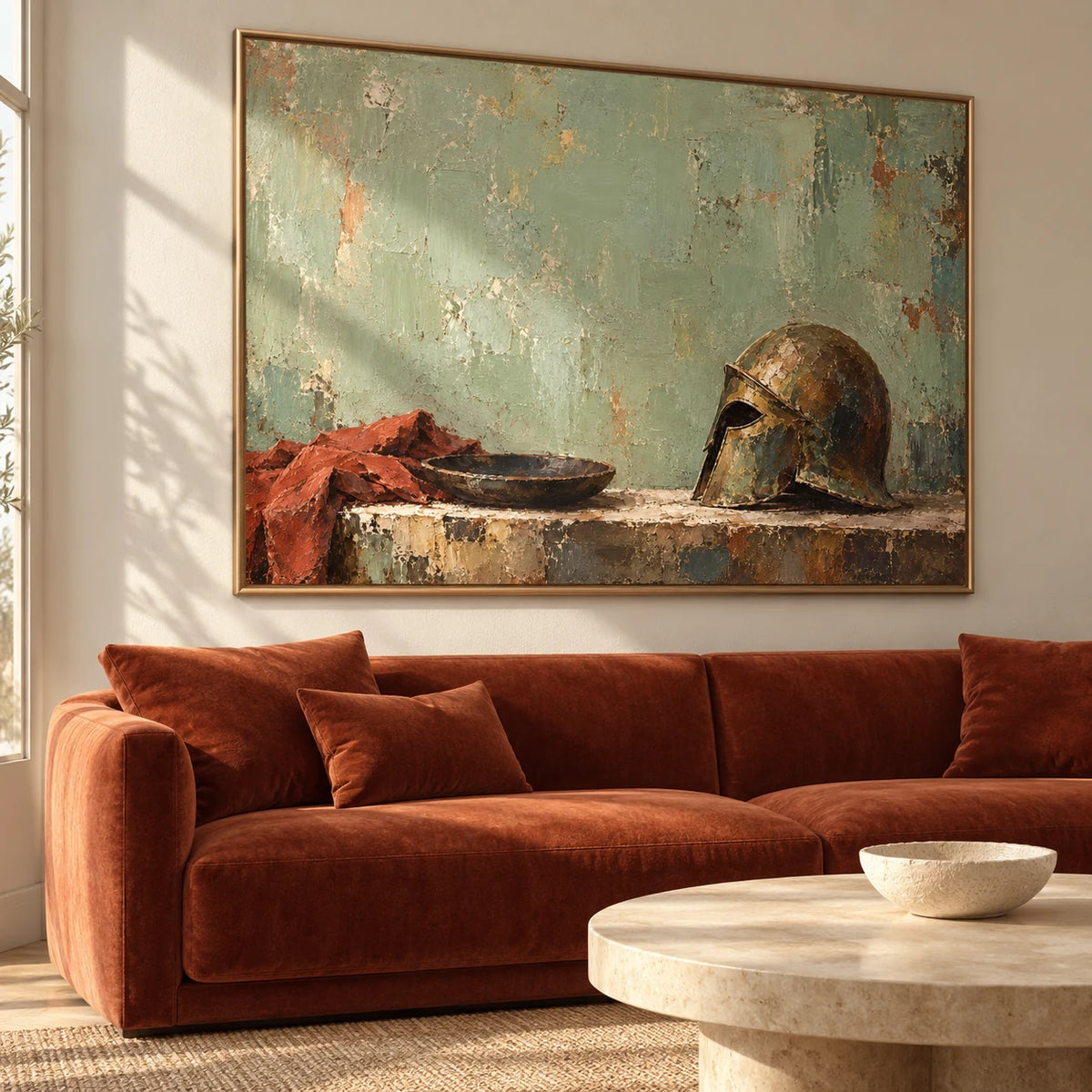 Bronze in Repose oil painting - living room view