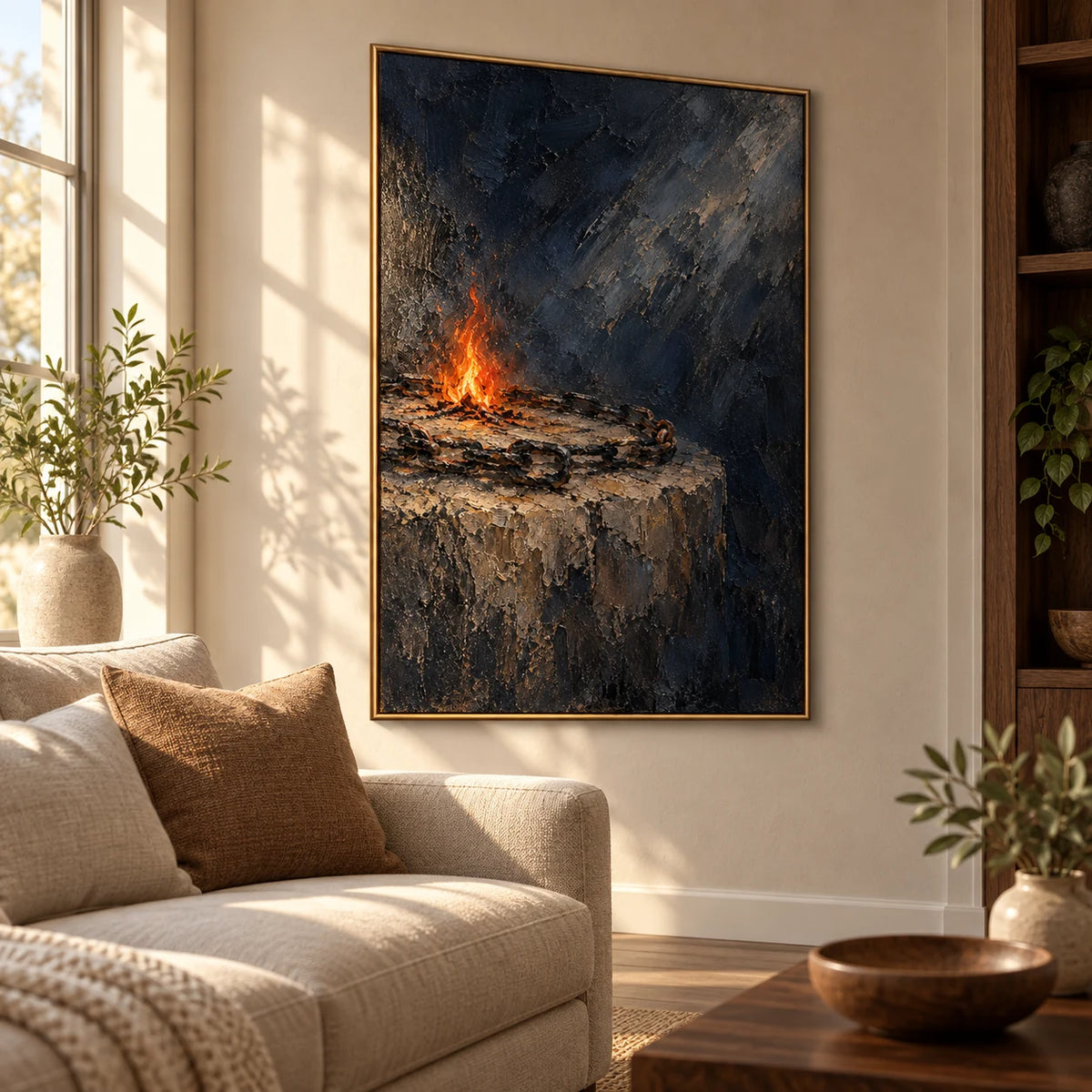 Unbound Spark oil painting - living room view