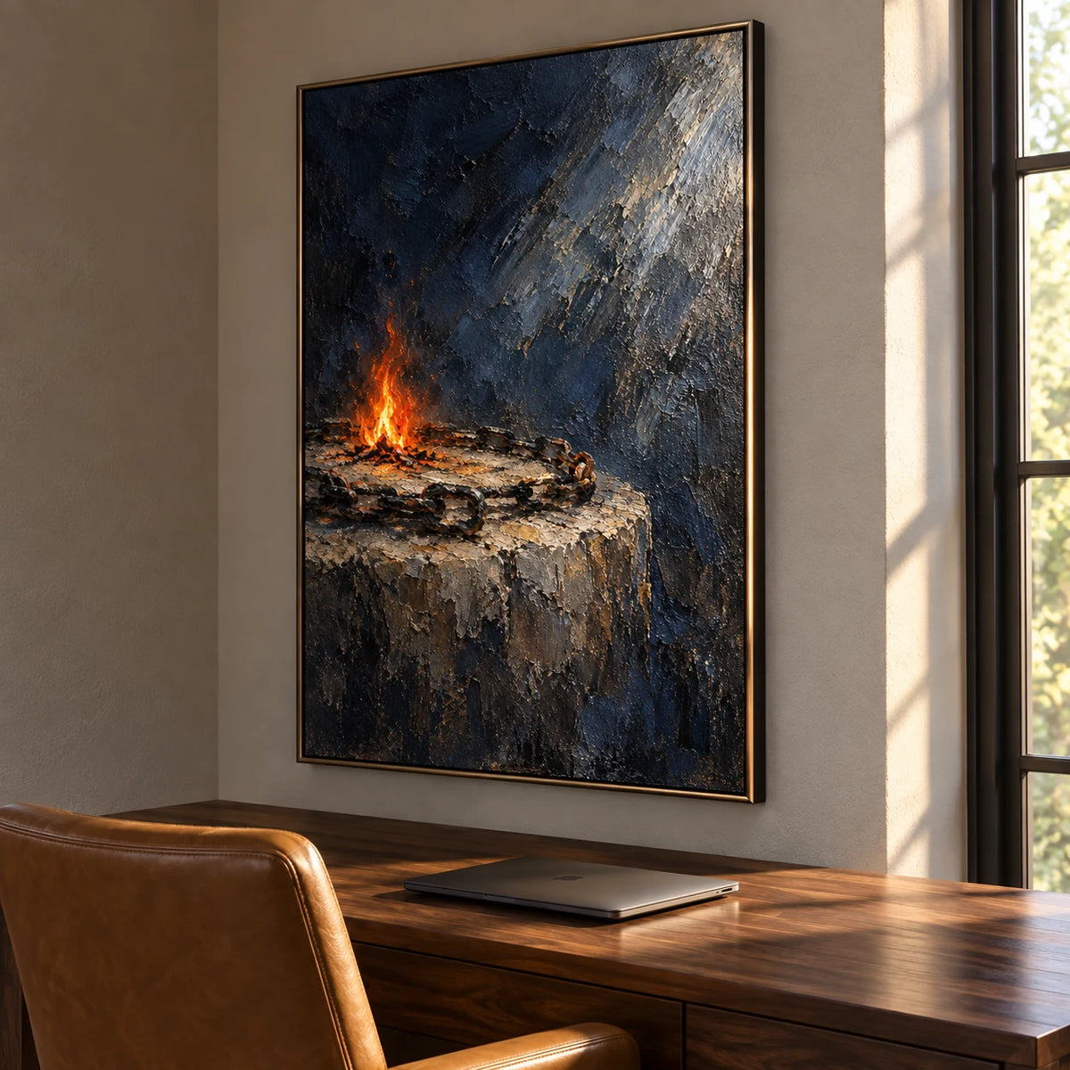 Unbound Spark oil painting - study room right-side view