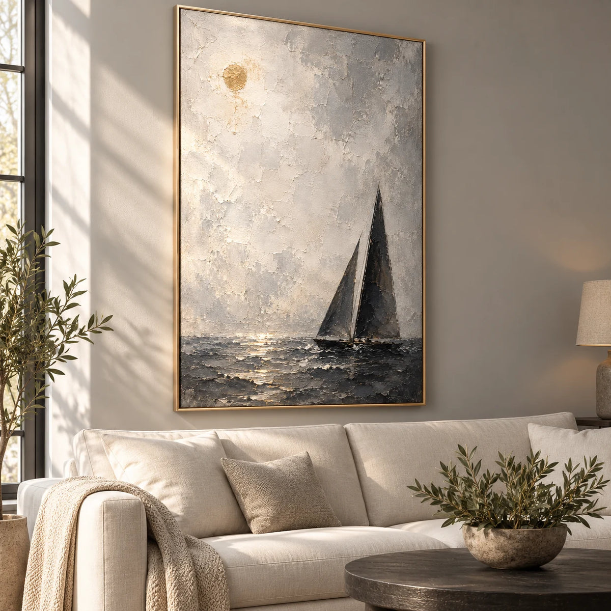 Silent Sail oil painting - living room view